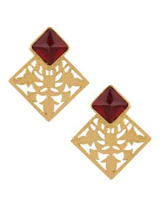 Marsala Filigree Square Earrings 1