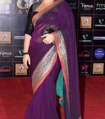 Vidya Balan Wine Beauty Bollywood Replica Saree