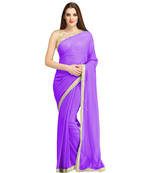 violet plain chiffon saree With Blouse