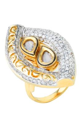 KNOWLEDGE Collection Antique Kundan Filigree Fusion Ring For Women 1