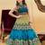 Blue raw silk printed semi stitiched salwar with dupatta