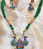 Handmade Indian Assamese Gold Jewellery - Lokaparo Green Blue Red