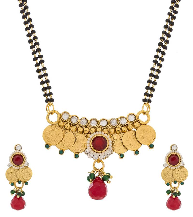 Multicolor Australian Diamond, Gini, Beads, Pearls and Stone mangalsutra