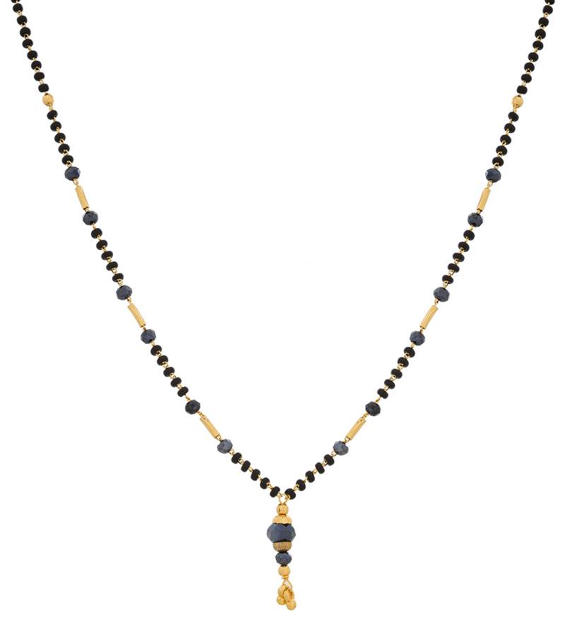 Black, Golden and Purple Beads and Pearls mangalsutra