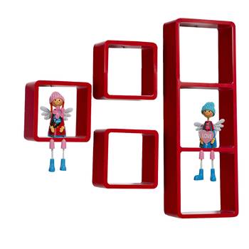 Hot Red Square Shape Wall Shelves 1