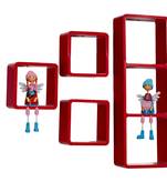 Hot Red Square Shape Wall Shelves