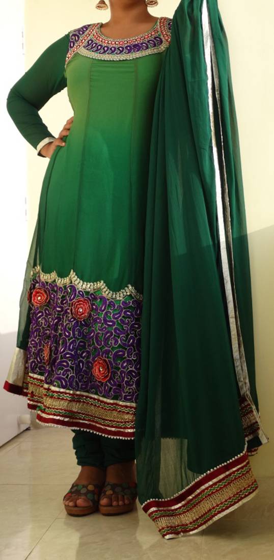 Bottle Green  Georgette Designer Ready made anarkali 