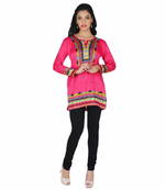 Pink american crepe printed stitched kurti