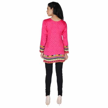 Pink american crepe printed stitched kurti 2