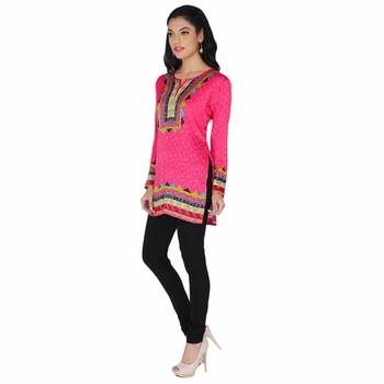 Pink american crepe printed stitched kurti 4