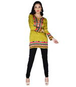 Green american crepe printed stitched kurti