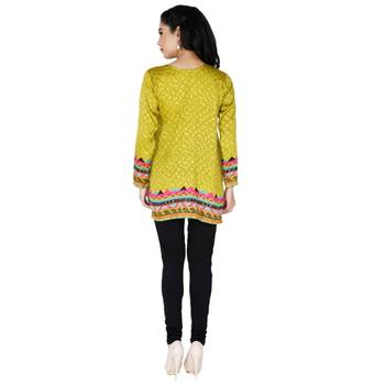Green american crepe printed stitched kurti 2