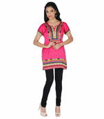 Pink american crepe printed stitched kurti