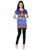 Blue american crepe printed stitched kurti
