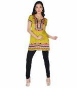 Green american crepe printed stitched kurti