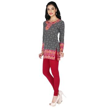 Black american crepe printed stitched kurti 3