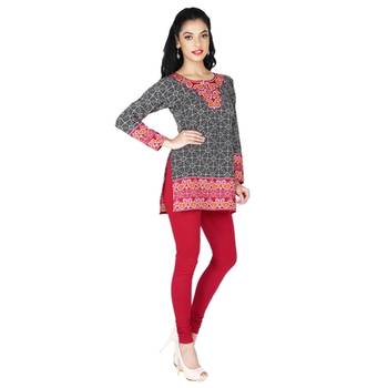 Black american crepe printed stitched kurti 4