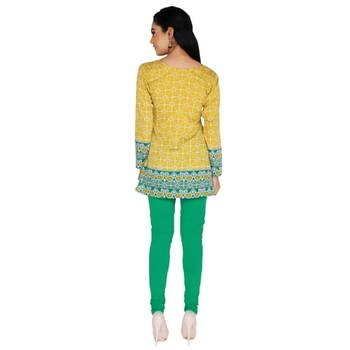Yellow american crepe printed stitched kurti 2