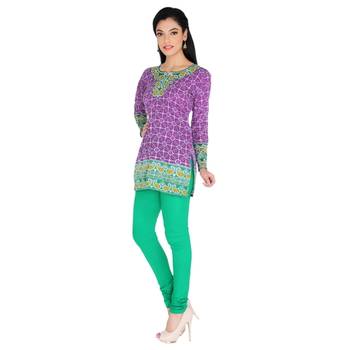 Purple american crepe printed stitched kurti 1