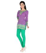 Purple american crepe printed stitched kurti
