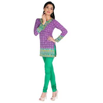 Purple american crepe printed stitched kurti 3