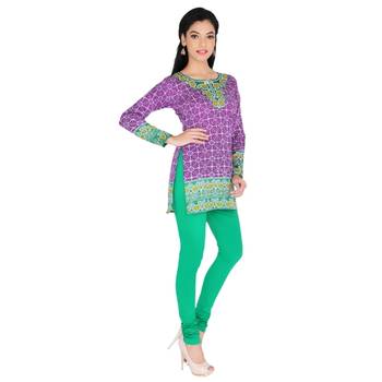 Purple american crepe printed stitched kurti 4