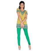 Yellow american crepe printed stitched kurti