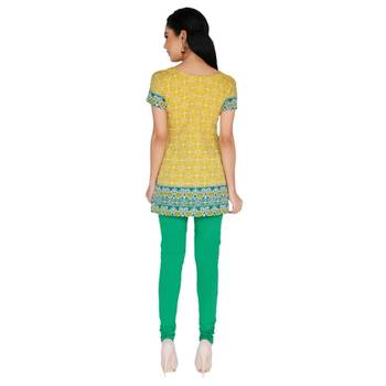 Yellow american crepe printed stitched kurti 2