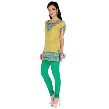 Yellow american crepe printed stitched kurti 3