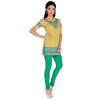 Yellow american crepe printed stitched kurti 4