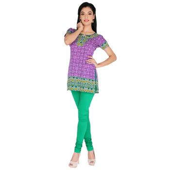 Purple american crepe printed stitched kurti 1