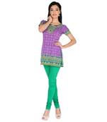 Purple american crepe printed stitched kurti