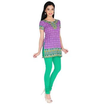 Purple american crepe printed stitched kurti 4