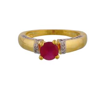 Stylish American Diamond Ad Stones Red Ring Gold Plated 1