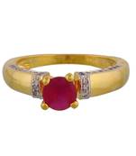 Stylish American Diamond Ad Stones Red Ring Gold Plated
