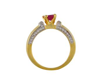 Stylish American Diamond Ad Stones Red Ring Gold Plated 3