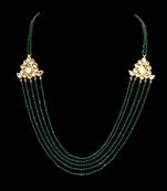 Emerald Green Crystals Kundan Multistrand Necklace