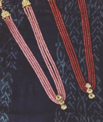 Tangerine Onyx Stones And Uncut Kundan Necklace 2