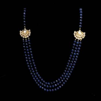 Blue Onyx Stones And Kundan Multistrand Necklace 1