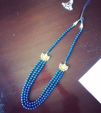 Blue Onyx Stones And Kundan Multistrand Necklace 2