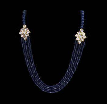 Blue Onyx And Kundan Flower Multistrand Necklace 1