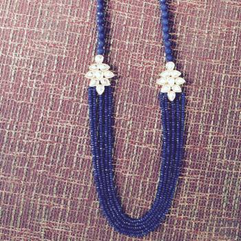 Blue Onyx And Kundan Flower Multistrand Necklace 2