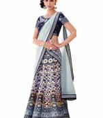 Gray art silk contrast pallu unstitched lehenga choli