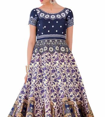 Gray art silk contrast pallu unstitched lehenga choli 3