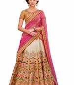 Pink art silk contrast pallu unstitched lehenga choli