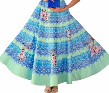 Green art silk contrast pallu unstitched lehenga choli 3