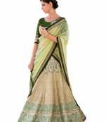 Green art silk contrast pallu unstitched lehenga choli