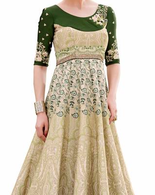 Green art silk contrast pallu unstitched lehenga choli 2