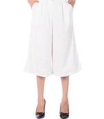 White plain crepe palazzo pants