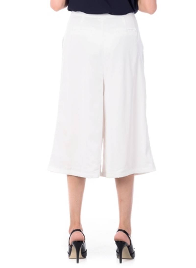 White plain crepe palazzo pants